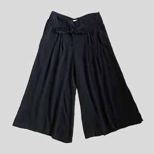 Maeve Anthropologie Black Wide Leg Flowy Cropped Casual Pants, Womens Size M